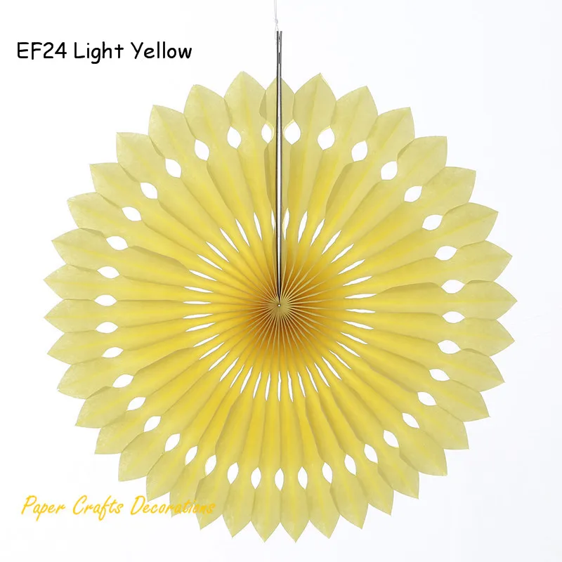 EF24 Light Yellow 8/10/12/14/16 дюймов полые ткани Бумага вентилятор цветок флюгеры фон свадьба брак для вечеринки, дня рождения Baby Shower украшения - Цвет: EF24 Light Yellow