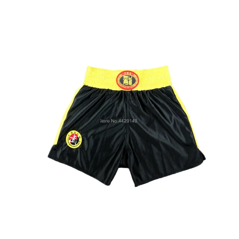 black pant Санда наборы Kongfu костюм для ушу Муай Тай боксео одежда для MMA тхэквондо Бокс одежда наборы шорты+ Джерси боевые искусства для детей и взрослых T18 - Цвет: black pant