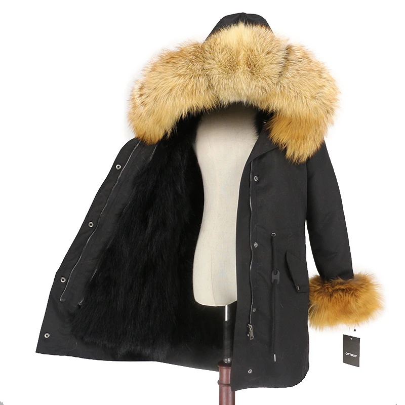 OFTBUY, водонепроницаемая парка, женская, натуральный Лисий мех, капюшон, манжеты, пальто, зимняя куртка, верхняя одежда, съемная, толстая, теплая верхняя одежда, уличная одежда
