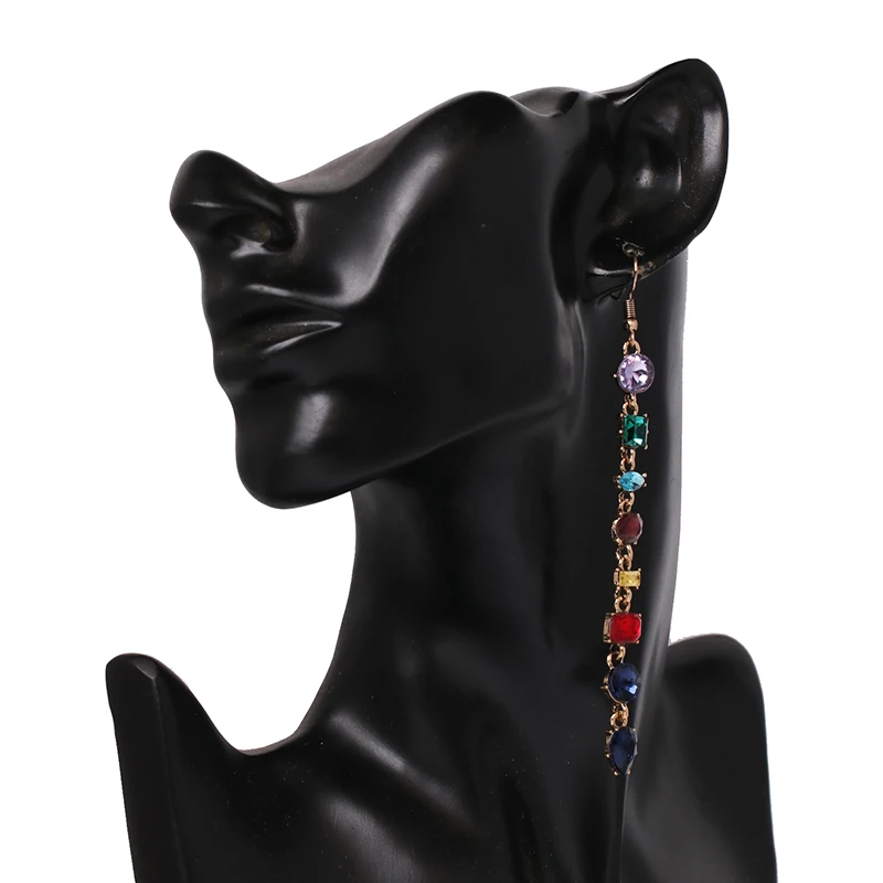 JURAN новые брендовые длинные висячие серьги с кристаллами для женщин Свадебные