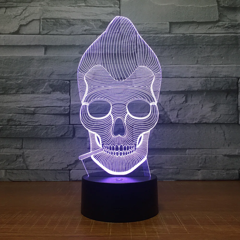 Обезьяна череп курение 3D светодиодный Цвет ночной Светильник Изменение