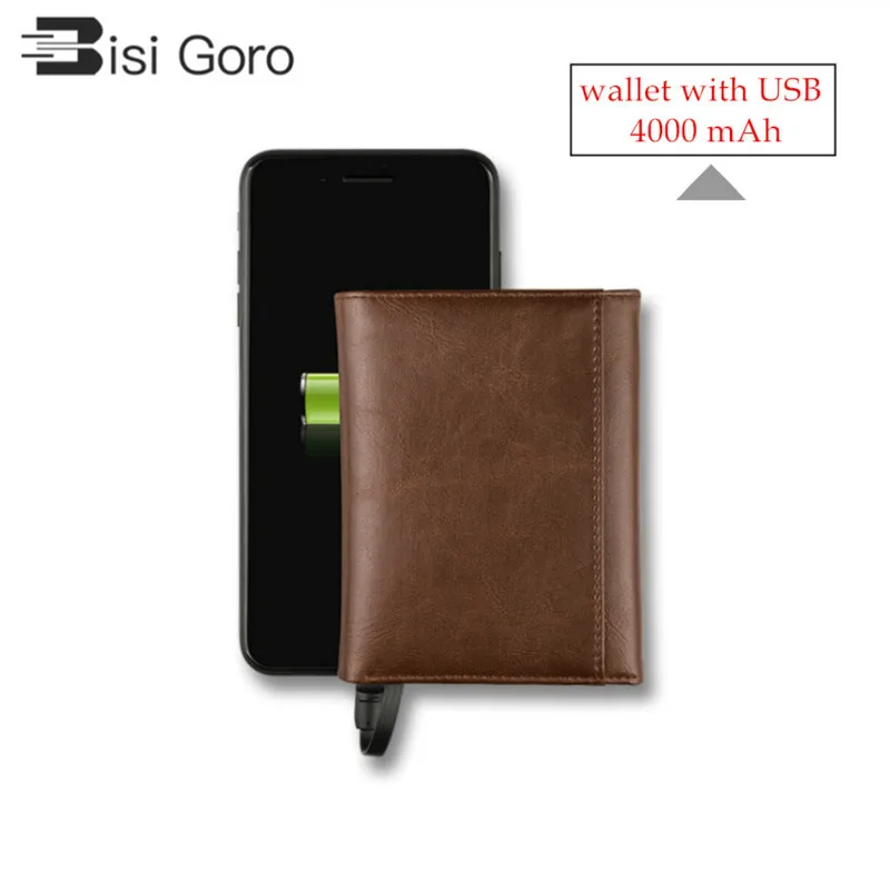 BISI GORO/Для мужчин Для женщин смарт-кошелек с USB для кошелек зарядчика Iphone Android