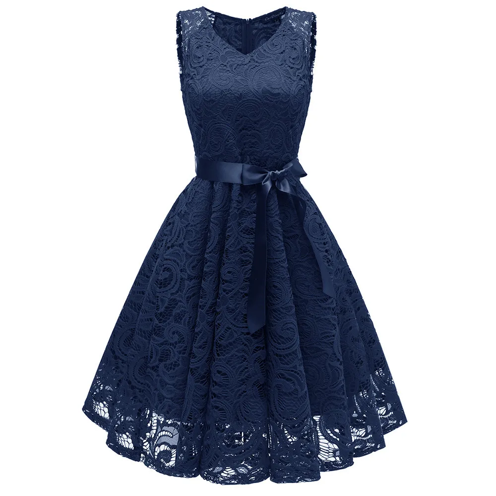 Floral Lace Cocktail V-Neck Party Swing Dress Vestidos Verano 2019 Women Vintage Sexy Summer Beach Sundress Princess | Женская одежда