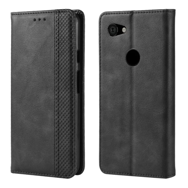 Тонкий кожаный чехол книжка в стиле ретро для Google Pixel 3a XL кошелек с подставкой
