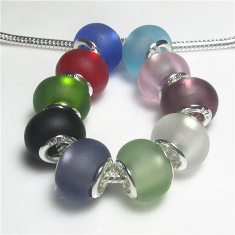 Новинка 20 шт./лот серебряные основные большая дыра муранское стекло кристально