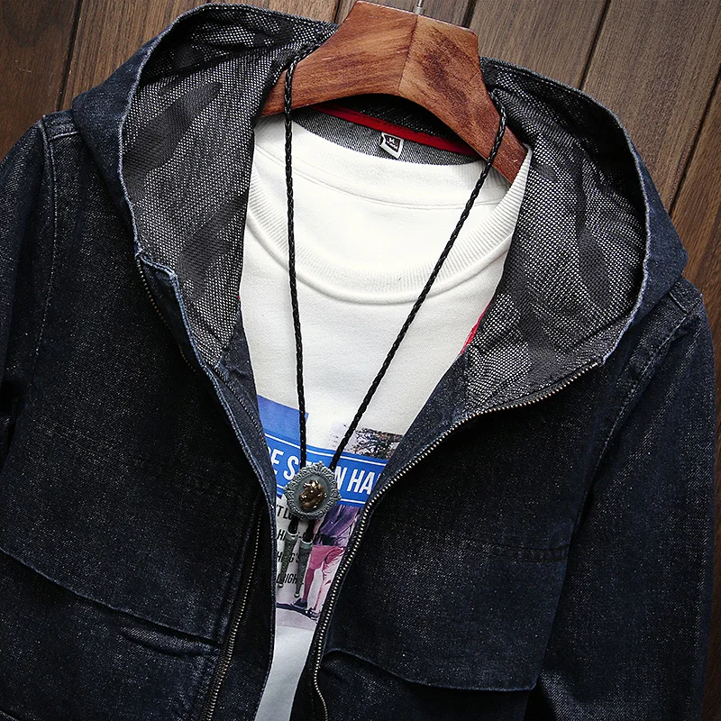 Мужской джинсовый Тренч BATMO повседневная хлопковая куртка с капюшоном большие