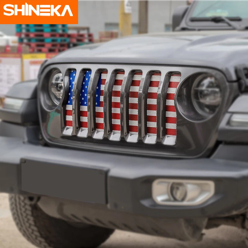 SHINEKA хромированный стиль для Jeep Wrangler JL Флаг США сетка решетка украшения