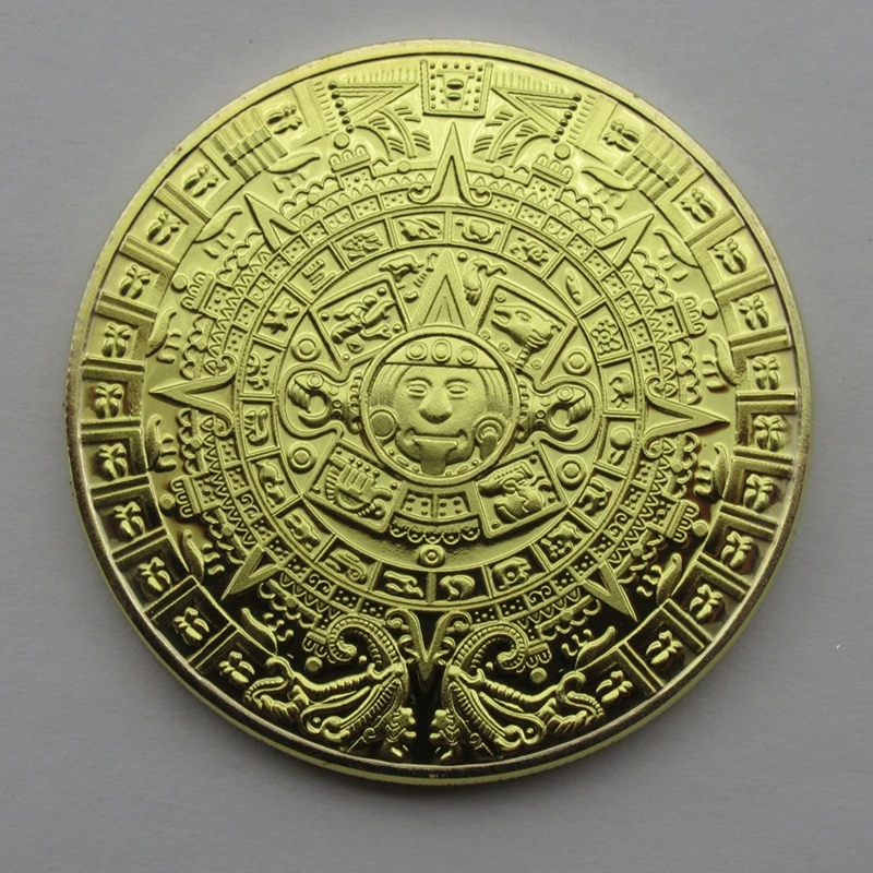 Серебряная монета пирамиды майя ацтекский календарь медаль с драконом