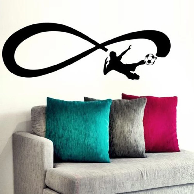 Большой размер Бесконечность футбол Съемная виниловая наклейка на стену для