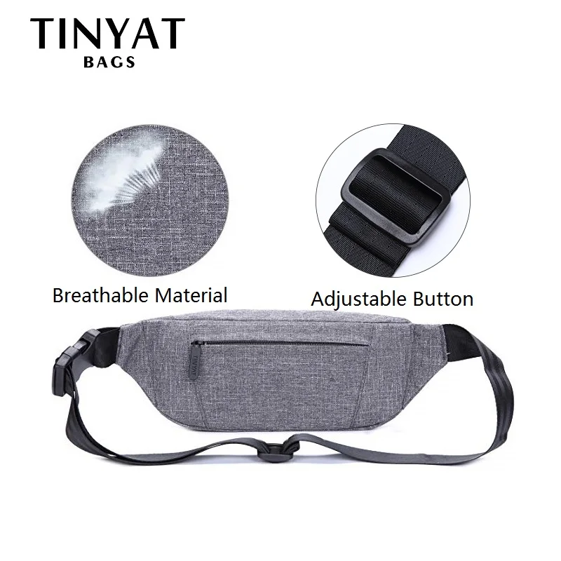 Мужская поясная сумка TINYAT, повседневная функциональная поясная сумка, ёмкостное отделение под телефон, деньги, сумка на бедра для путешествий, серого цвета сумка на пояс поясная сумка бананка барсетка riñonera сумка