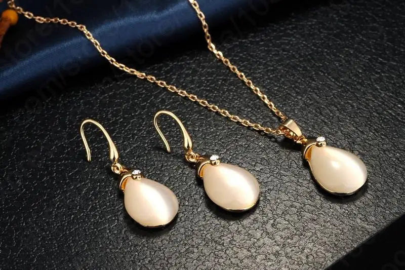 Рождественские подарки! Горячая Распродажа желтое золото цепочка с опалом кулон