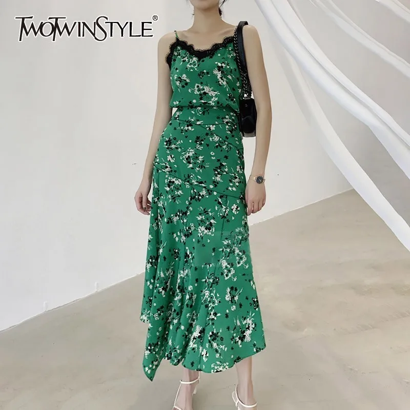 Женский костюм TWOTWINSTYLE с принтом открытыми плечами кружевной топ в стиле пэчворк