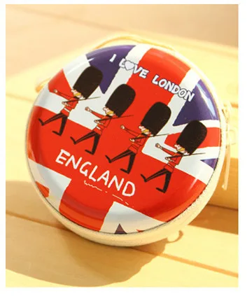 Круглый мини-кошелек для британских солдат/маленькая жестяная молния/Небольшая