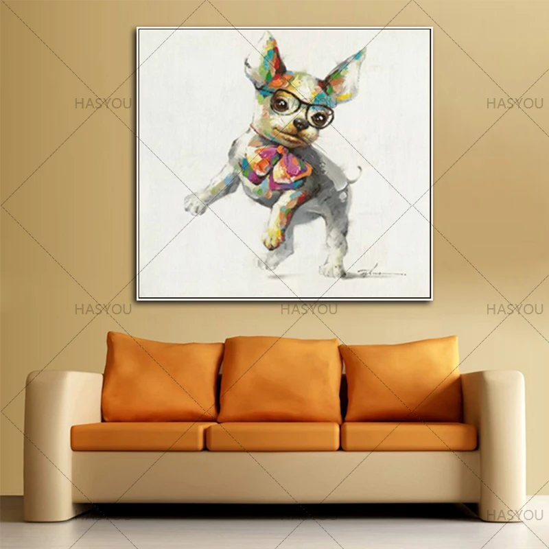 Красивая Милая собачка 100% ручная работа абстрактная картина маслом высокое