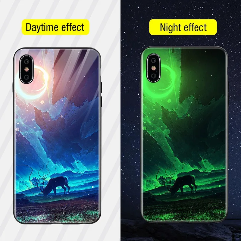 Роскошный светящийся чехол TOMKAS для iPhone X Xs Max Xr, стеклянный чехол для телефона, силиконовый чехол для iPhone 7, 8 Plus, чехол s для iPhone 6 S, 6s