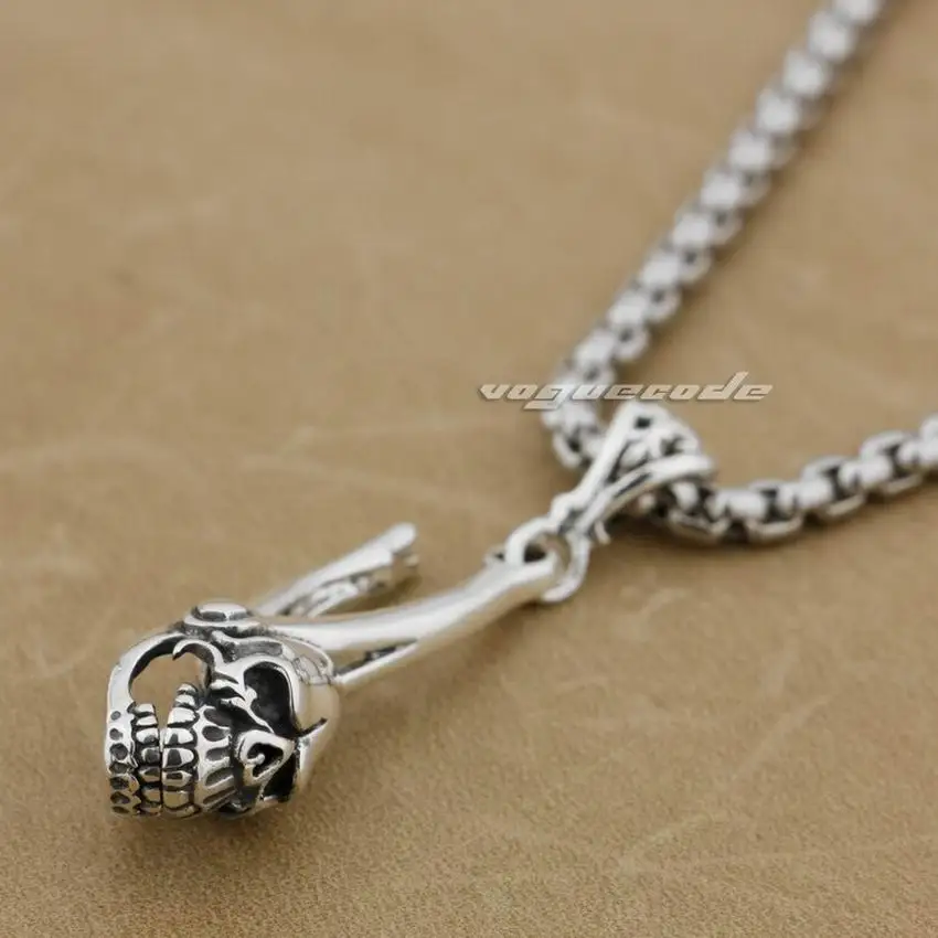 LINSION 925 пробы Серебряная Мужская Байкерская подвеска в виде черепа стиле панк