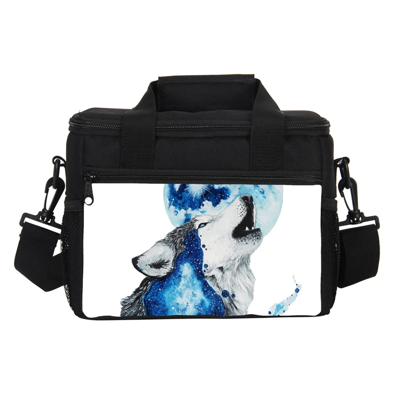 lunch bag Модный 3 шт. мужской рюкзак, школьная сумка, набор 3d Mon Wolf для мальчиков, большая Студенческая сумка через плечо, мужской школьный рюкзак для девочек-подростков - Цвет: lunch bag