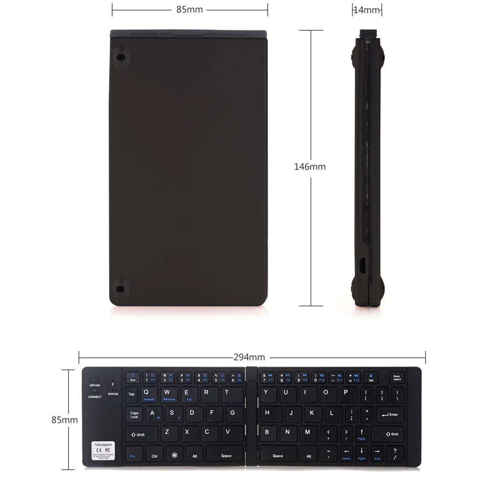 Черная Портативная Складная bluetooth-клавиатура совместимая с iPhone X 8 7 6s Plus iPad XR649 |