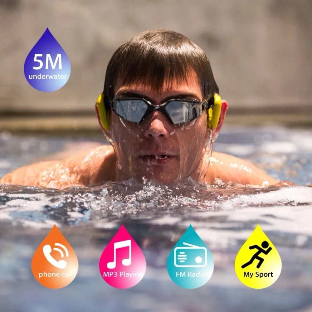 Tayogo IPX8 костная проводимость 100% водонепроницаемый MP3 плеер наушники под водой с