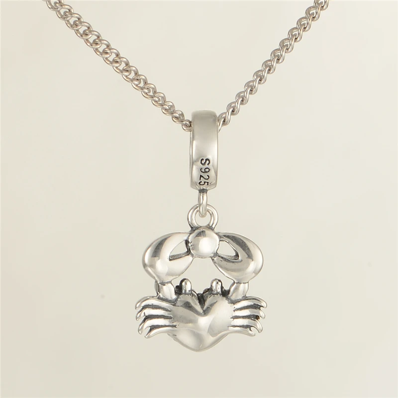 Подвеска в виде краба из серебра 925 пробы с фианитом|crab charm|drop charmcharm charm |