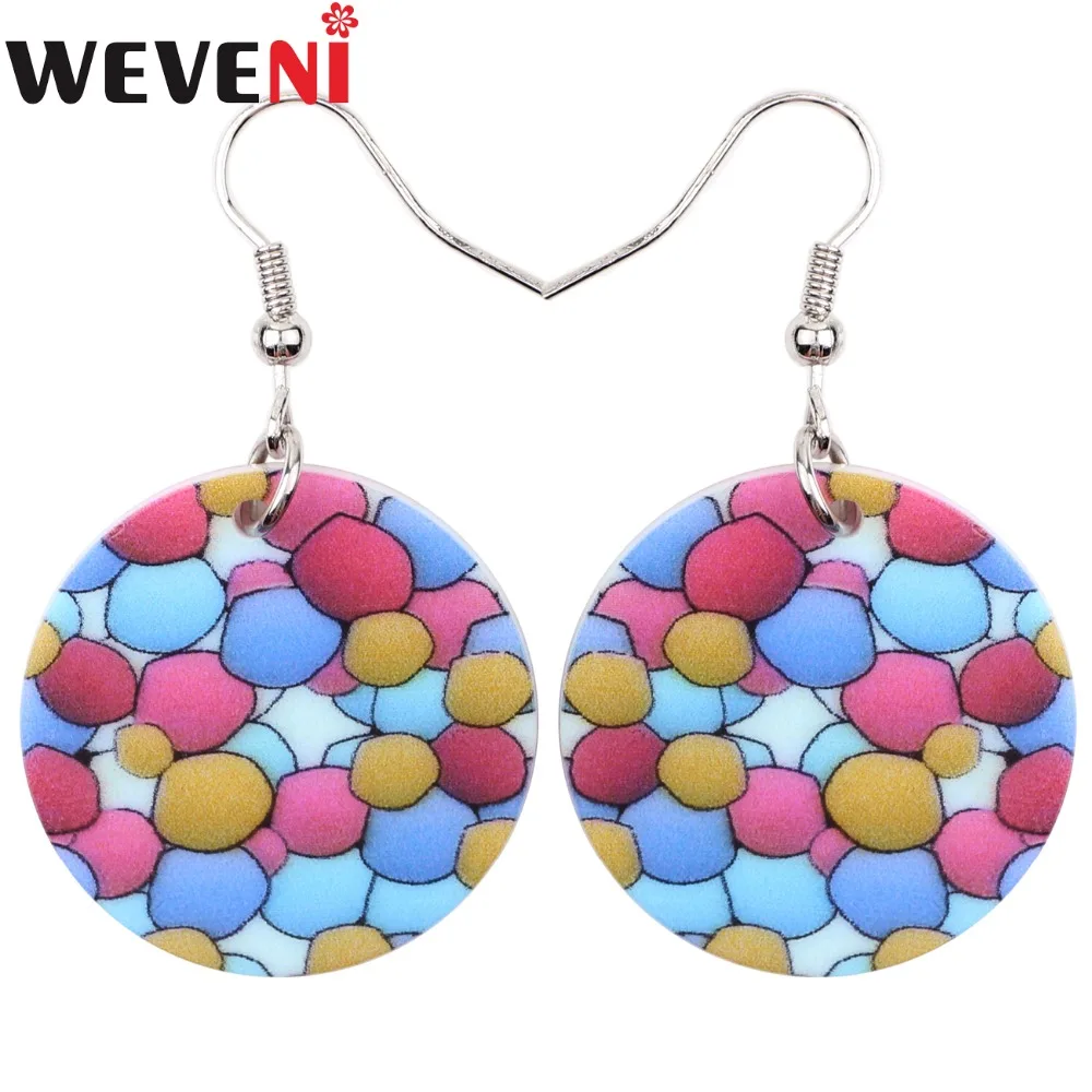 WEVENI богемные висячие серьги новинка модные круглые для женщин 2017 2018 акриловые