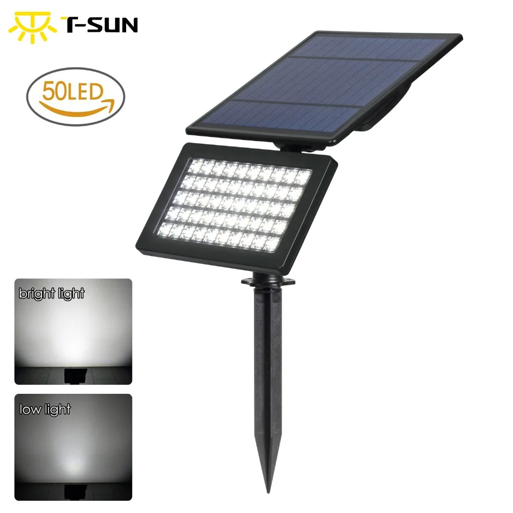 

T-SUN 50 светодиодный 5 Вт Солнечный садовый светильник 2 режима наружный Регулируемый & автоматический вкл/выкл охранный светильник ing для двора сада
