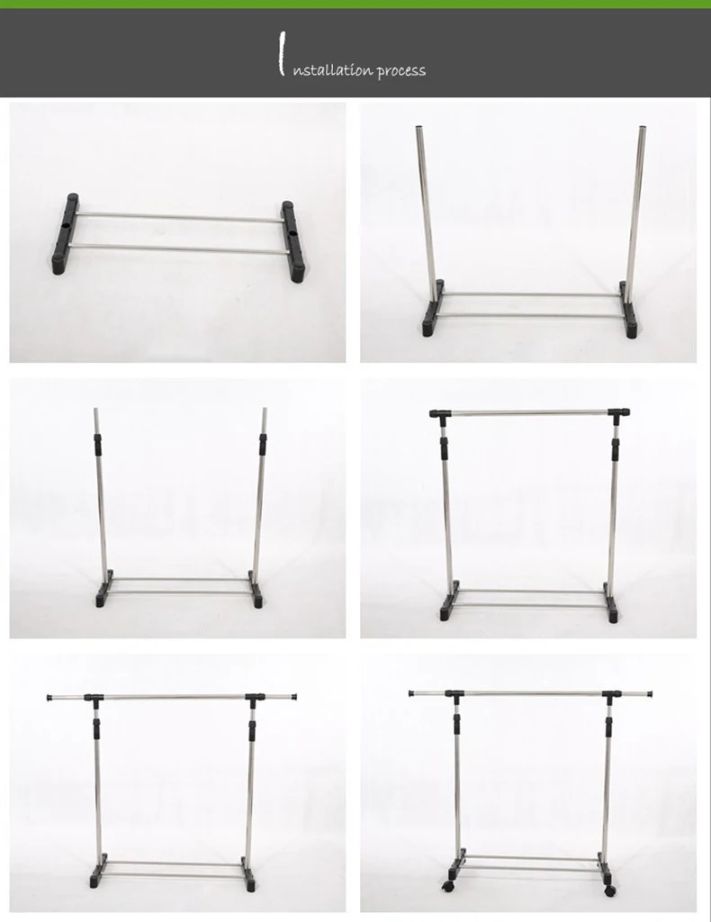 Simple Folding Clothes Hanger Movable Assembled Coat Rack Stand Adjustable Clothing Closet Bedroom Living Room Furniture