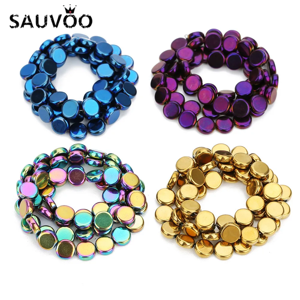 SAUVOO 1 стенд/лот круглые бусины из натурального камня гематита Изготовление