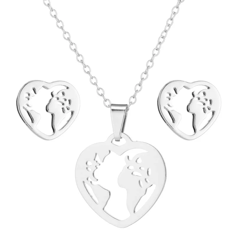 Hfarich Simple Origami Heart World Map Pendants Necklace Women Generous Exquisite Geometric Round Choker Jewelry Gifts | Украшения и
