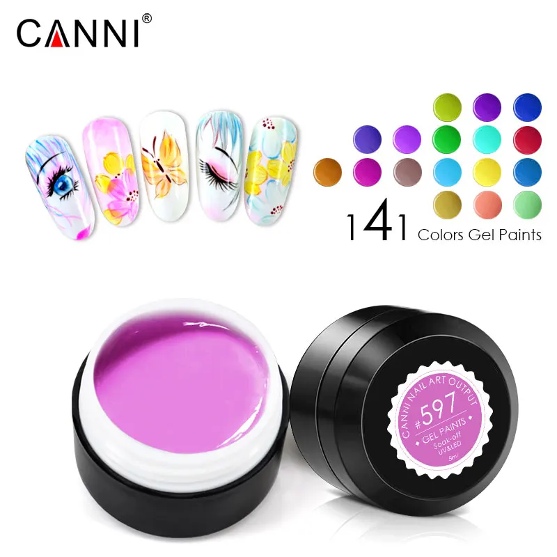 Гель-лак CANNI, 5 мл, 141 цветов, замачиваемый УФ-светодиодный гель, сделай сам, французский Гель-лак VENALISA, эмалированный дизайн, лак для ногтей, Цветной Гель-лак