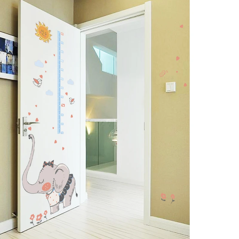 Diy слон любовь диаграмма роста высоты измерения настенные наклейки для детей детские комнаты украшение