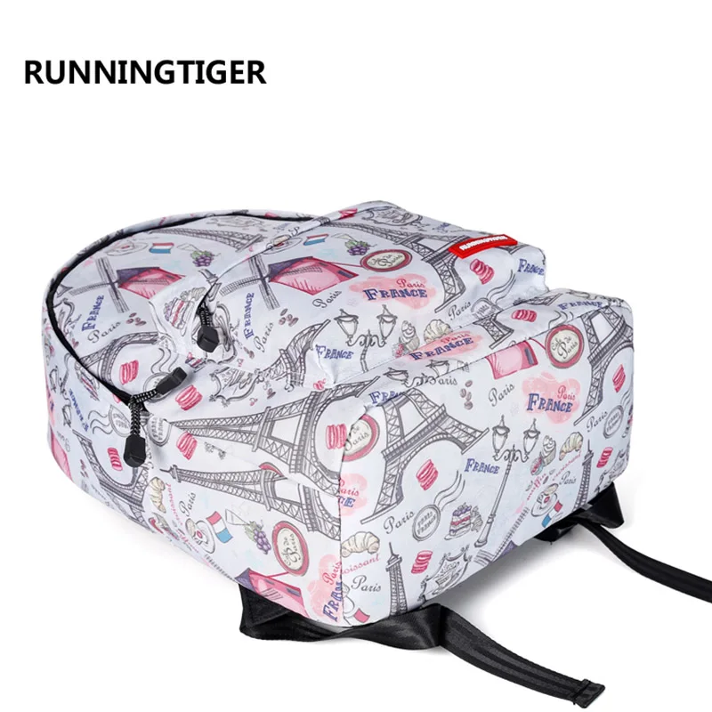 Женский рюкзак RUNNINGTIGER с принтом Эйфелевой башни повседневный школьный для