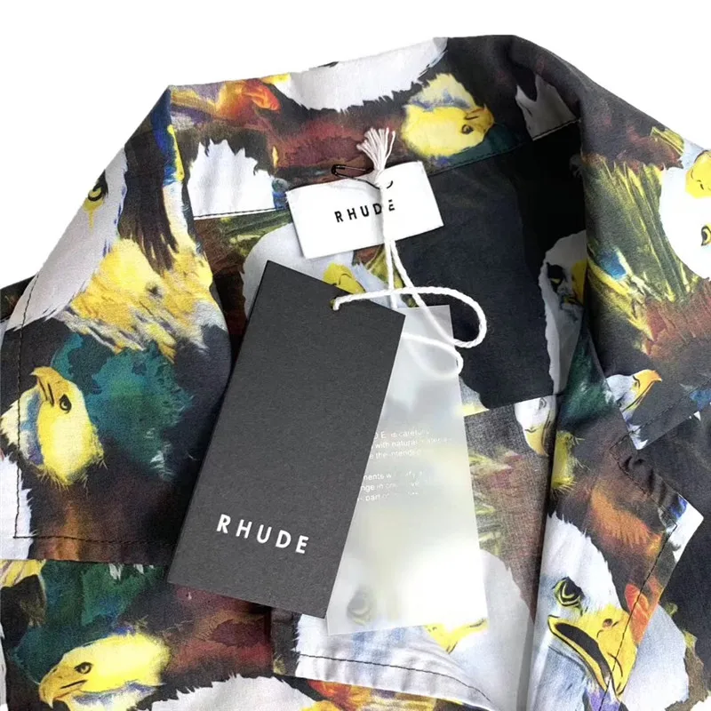 19SS RHUDE Hawaii eagle футболка для мужчин и женщин 1:1 лучшее качество RHUDE футболки цифровое управление injectio RHUDE футболка