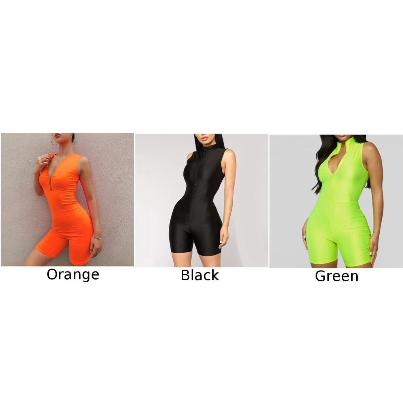 Ladies Summer Fashion Slim Sleeveless Jumpsuit Romper Sports Zipper Sexy Gym Clubwear Party Rompers Women Clothing | Женская одежда