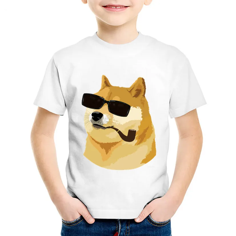 Модные детские Забавные футболки с принтом Doge Deus God Dog/shaba Inu Детская летняя