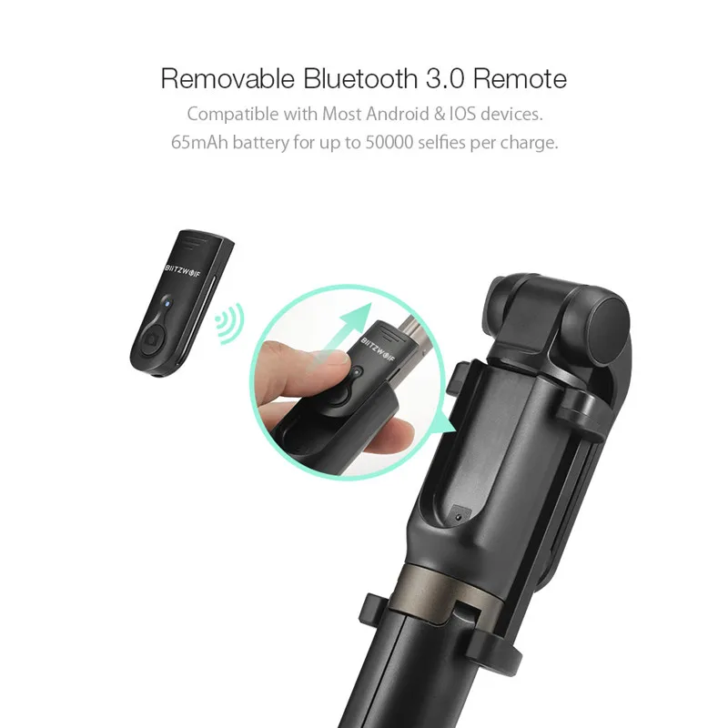 BlitzWolf 3 в 1 Беспроводная bluetooth селфи палка Штатив Универсальный монопод для Gopro 5 6 7 Спортивная камера для iPhone X 8 смартфон