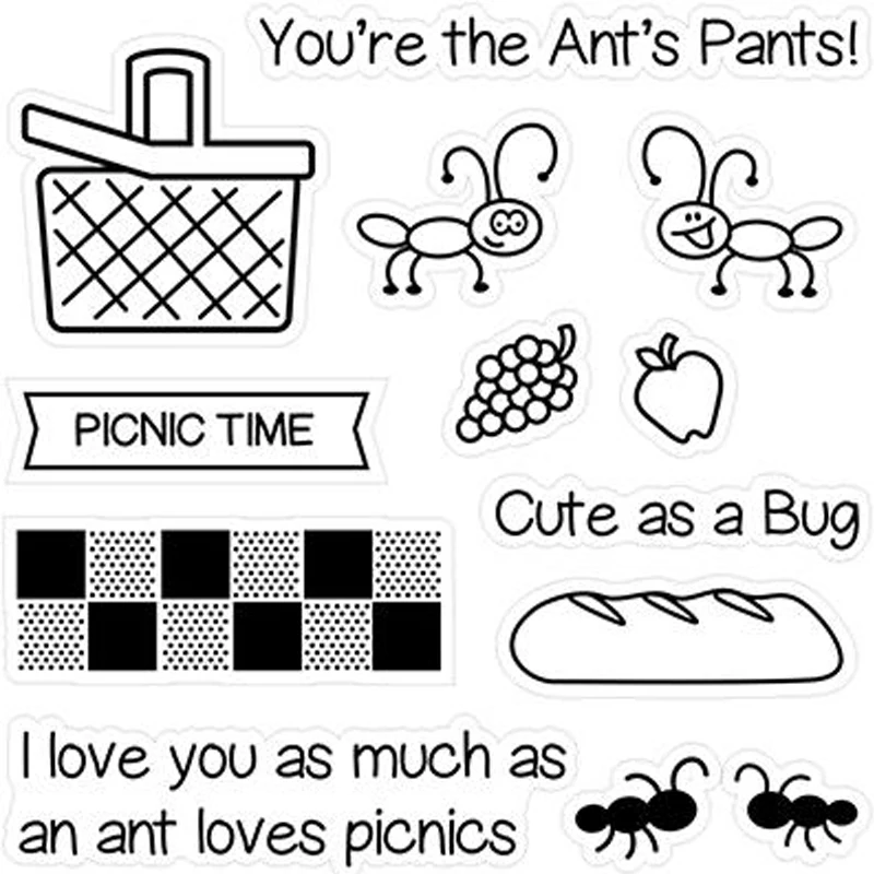 Picnic Time Food Basket Clear Stamps for DIY Scrapbooking Craft Making Decoration Transparent Stempels New Silicone Seal | Дом и сад