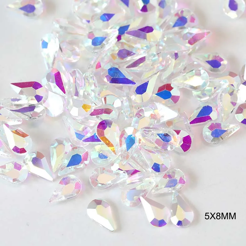 P05-5x8mm 20 штук, блестящие стразы, стекло K9, стразы, прозрачные, AB, без горячей фиксации, стразы, украшения для ногтей E7078 - Цвет: P05-5x8mm