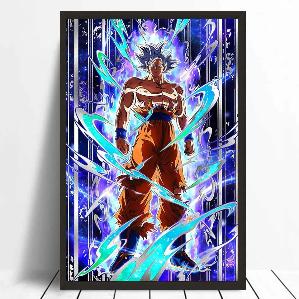 FX060 Dragon Ball Super Ultra Instinct Goku Япония Аниме Комикс горячий плакат искусство шелковые светлые холщовые современная домашняя, комнатная, настенная Печатный Декор - Цвет: Зеленый