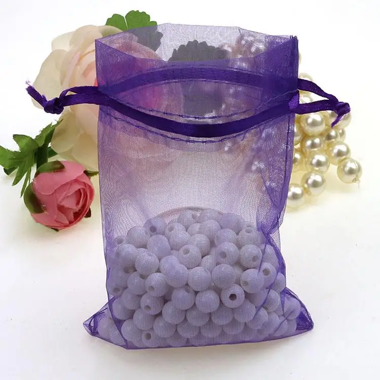 Мешки для ювелирных изделий из органзы темно-фиолетового цвета 9 х12 см дешевые