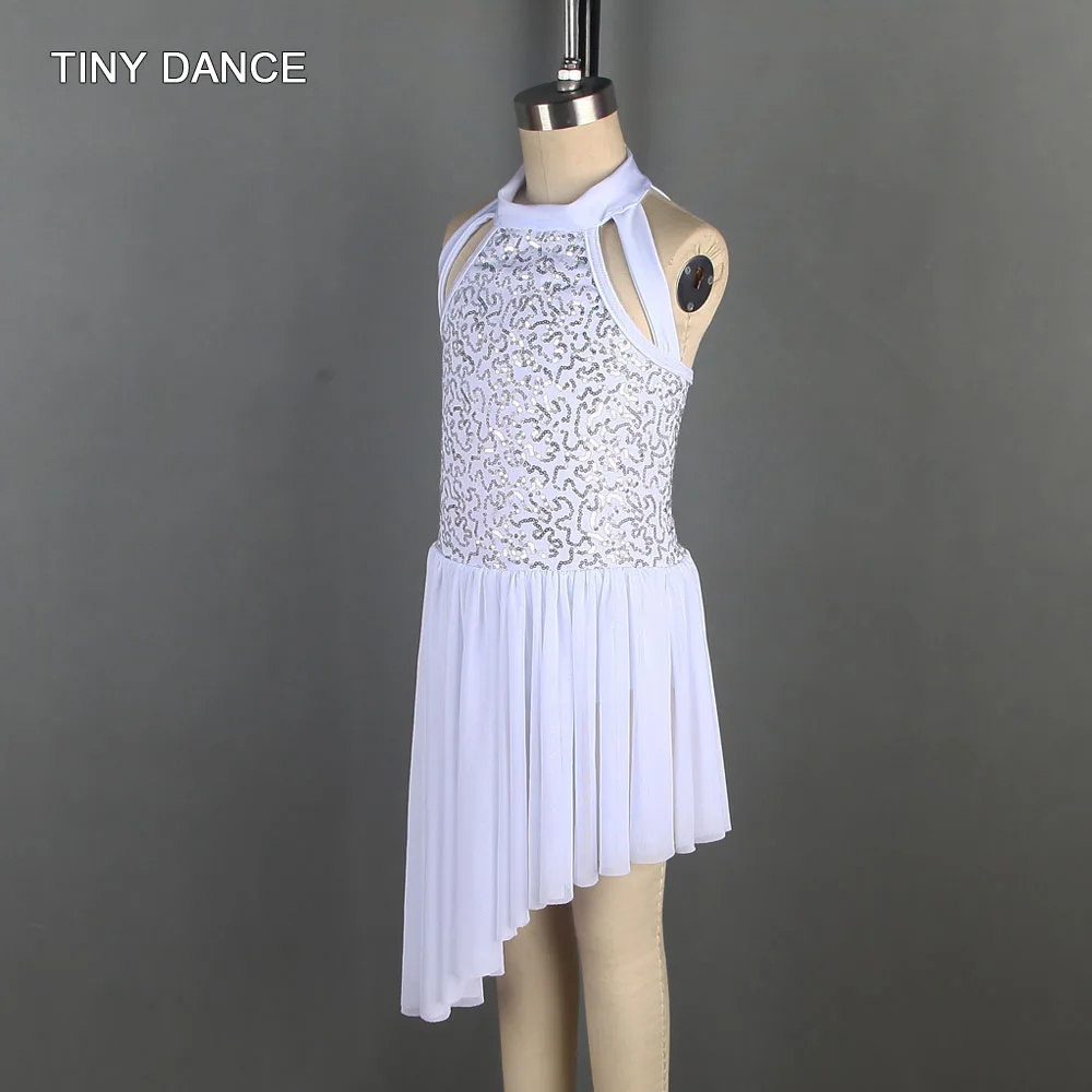 Белое платье с блестками и сеткой балетное для взрослых девочек лирическое