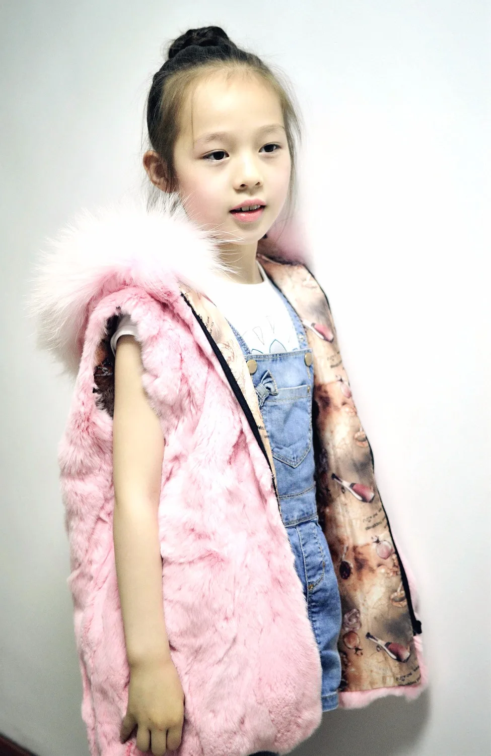 Детский Настоящий мех кролика жилет Длинный Меховой для женщин зимний модный