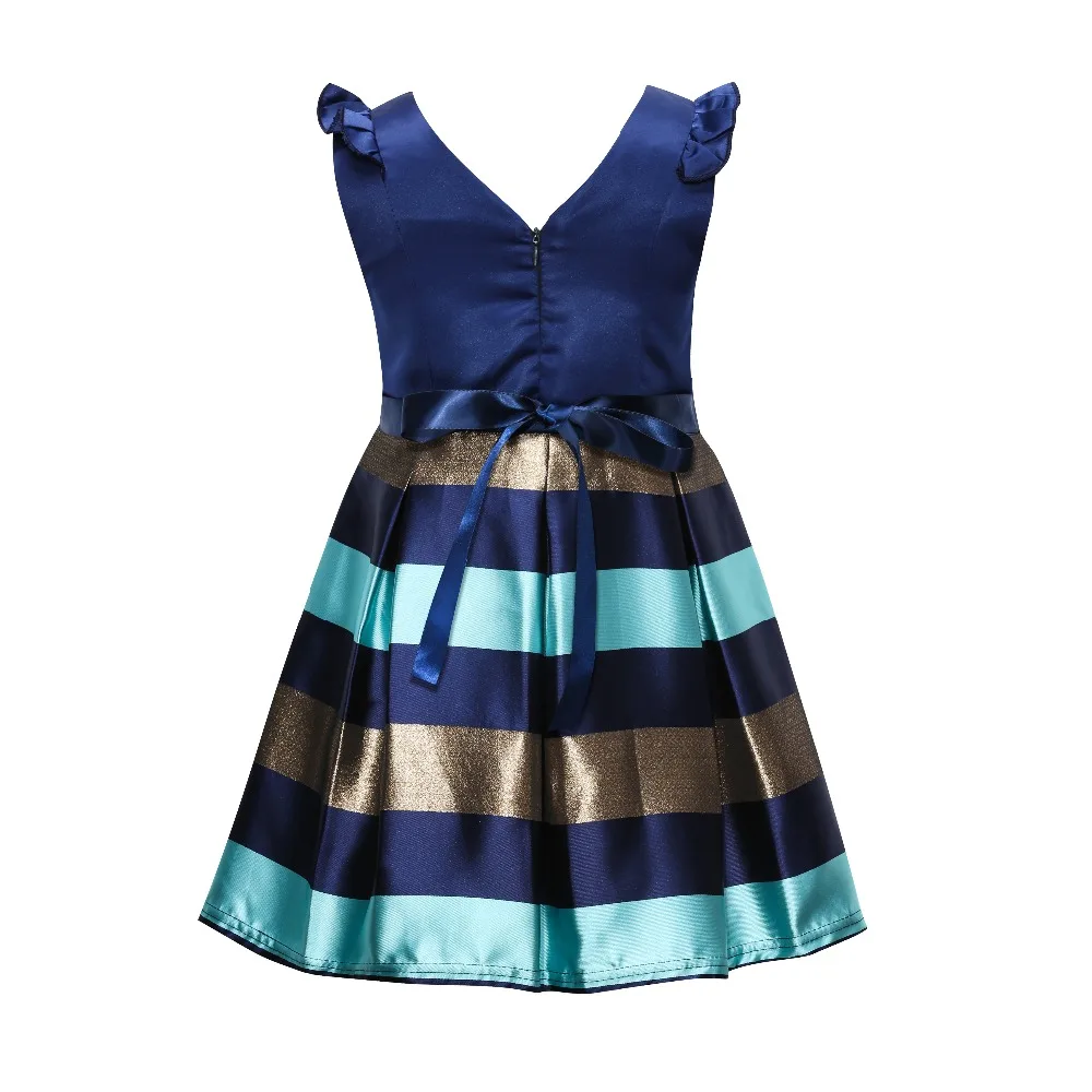 

Hot style Girl Summer Striped dress Baby girl comfort princess dress 2-10Tbow kid costume Christmas Wedding Suits Formal Dresses