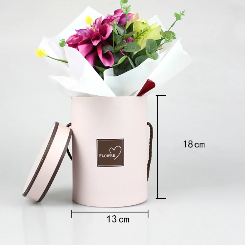 Высококачественные корейские однотонные Круглые Цветочные бумажные коробки с