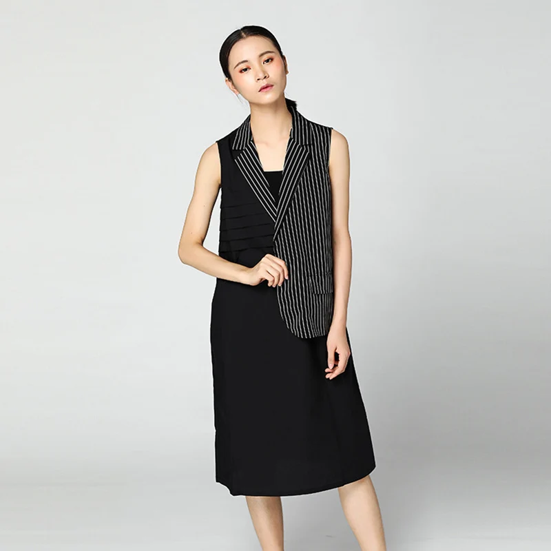 Женское платье в полоску CHICEVER винтажное без рукавов с карманами свободные летние