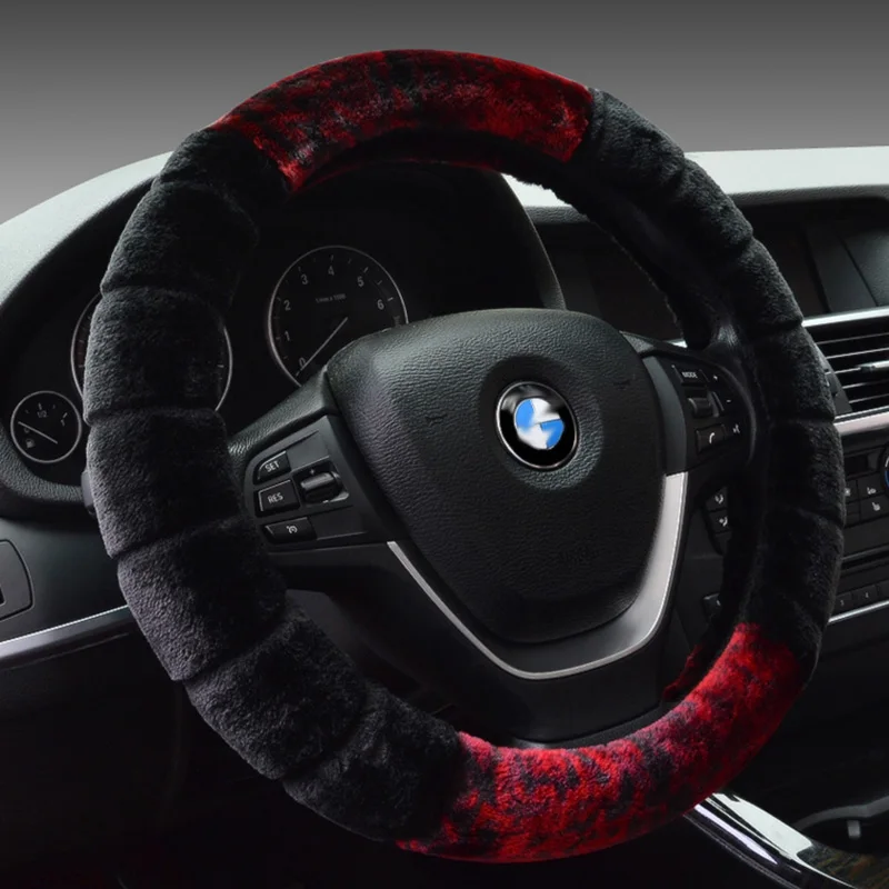 Фото High Density Wool Winter Steering Wheel Covers Soft Plush Automobile Car Steering Wheel Cover for 35 36 37 38 39 40 diameter №5
