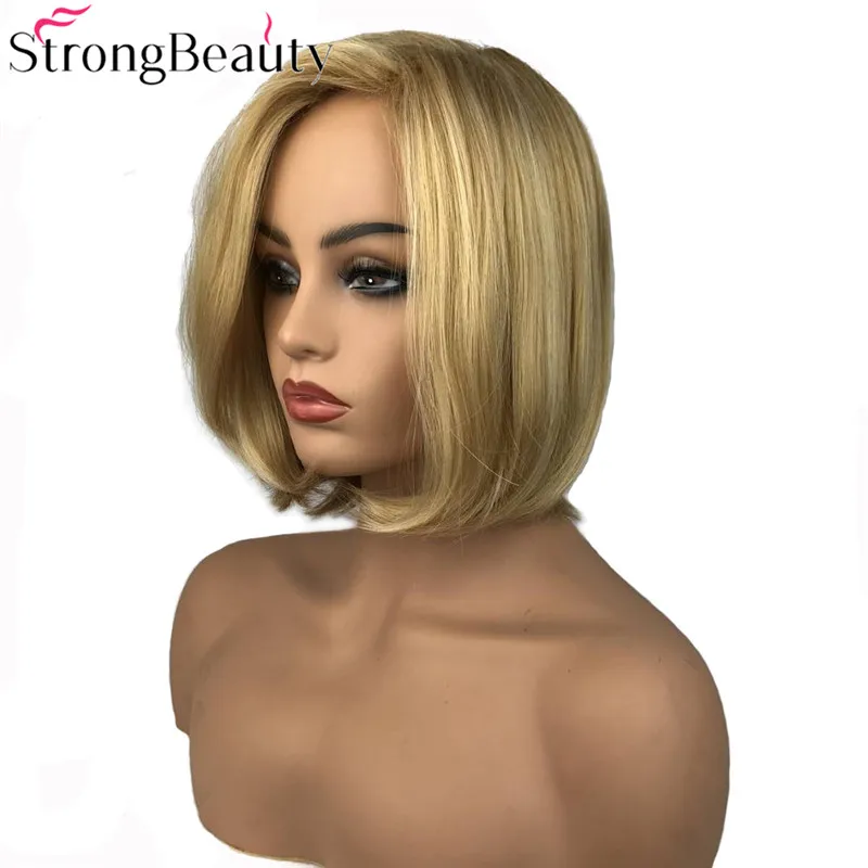 StrongBeauty женские прямые парики средней длины синтетический парик монолитный волос