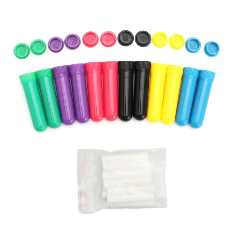 12 шт./компл. цветные пластиковые пустые носовые ароматерапевтические трубки