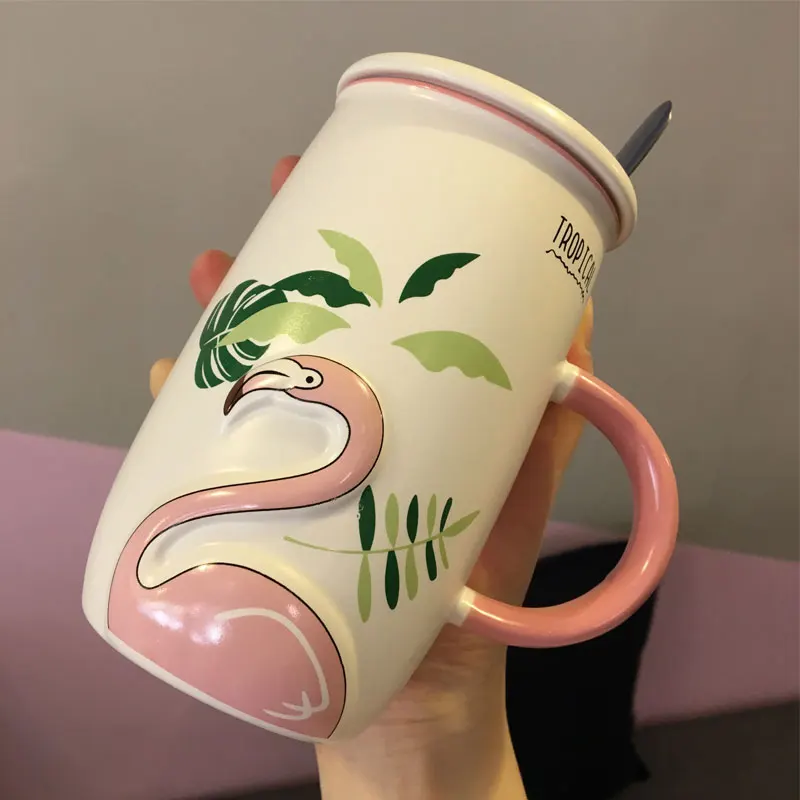 OUSSIRRO фарфоровая кофейная кружка с рисунком Фламинго из натурального мрамора