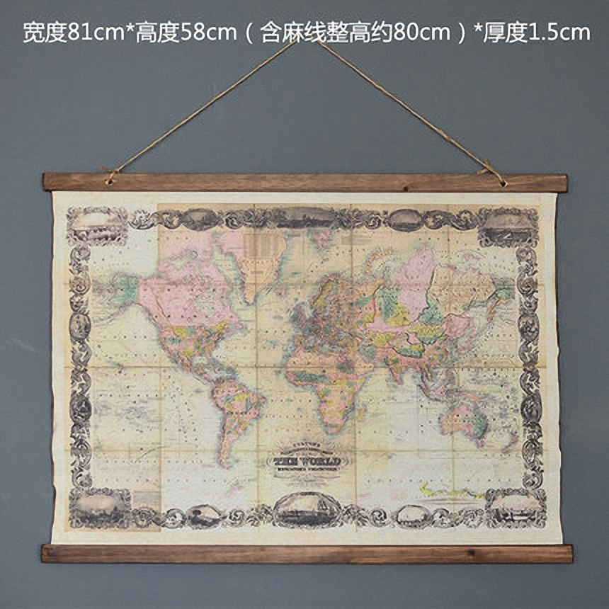 Большой Ретро Карта мира льняная ткань живопись свитки плакат росписи баннеры